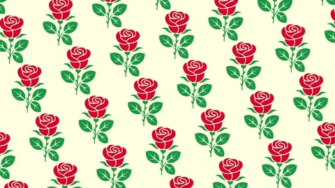 Red Rose Flower Pattern Background with Green Leaves Animation 스톡 동영상 330825711