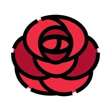 Red rose flower vector icon minimalistic design Stock Illustration