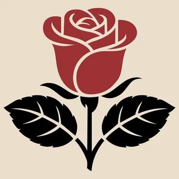 Red Rose Flower Vector Illustration Elegant Romantic Floral Icon Stock Illustration
