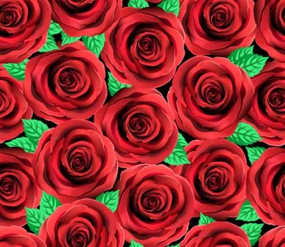 Red Rose Flower Vector Pattern. Cite Floral Seamless Background. 스톡 일러스트