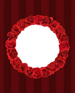 Red rose frame in the shape of circle, hand draw vector illustration Stockillustratie