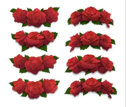 Red rose half-oval crowns and diadems Stock Illustration