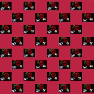 Red rose with ice on black background, pattern, wallpaper, valentine イラスト素材
