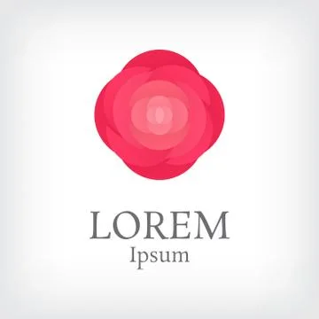 Red rose layer square logo Stock Illustration