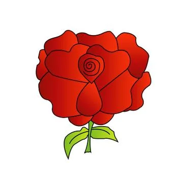 Red rose with leaves Stock Illustration