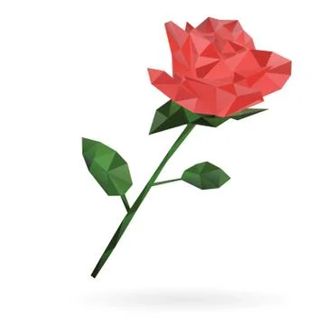 Red rose low poly vector Stock Illustration