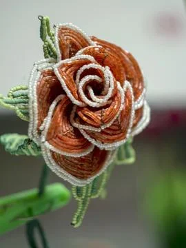 Red rose made of beads Stock Photos