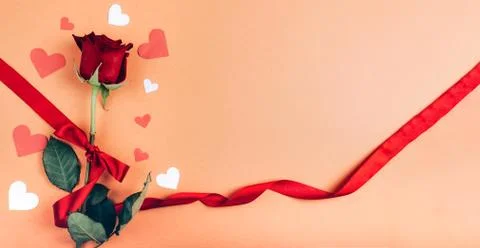Red rose with message card. Stock Photos