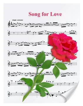 Red rose on notesheet Stock Illustration