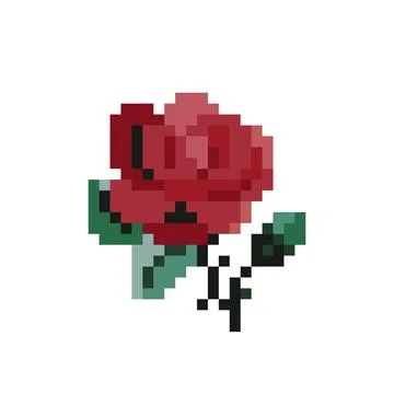 Red rose pattern. Pixel rose flower image. vector illustration. 스톡 일러스트