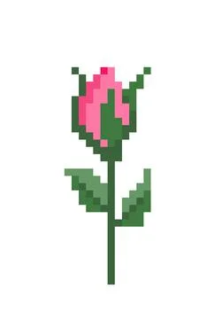 Red rose pattern. Pixel rose flower image. vector illustration. 스톡 일러스트