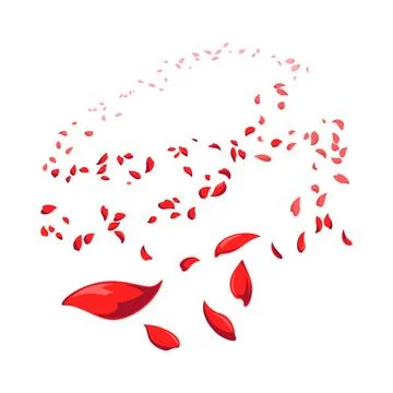 Red rose petals drifting all around Stock Illustration