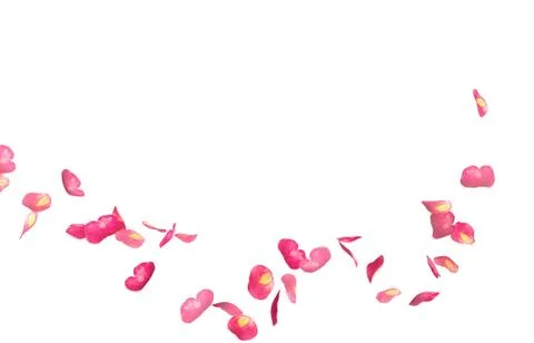 Red rose petals fly in a circle. The center free space for Your photos or tex Stock Illustration