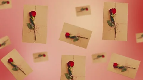 Red rose on a postcard animated wiggle and move.4k footage. Stock Footage 168619852