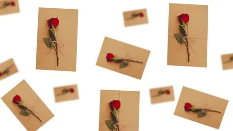 Red rose with postcard animated wiggle and move.4k footage. Video stock 168619946