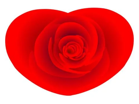 Red rose in the shape of a heart isolated on white background Stock Illustration