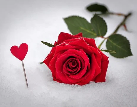Red rose in the snow Stock Photos