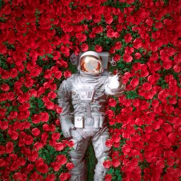 Red rose spaceman Stock-Illustration
