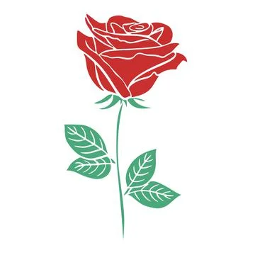 Red rose stencil drawing vector illustration Stock Illustration