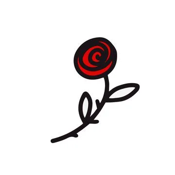 Red rose with thorns.doodle style Stock Illustration