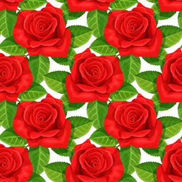 Red rose vector illustration seamless background. Illustrazione stock