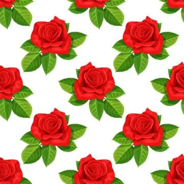 Red rose vector illustration seamless background. Illustrazione stock