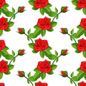 Red rose vector illustration seamless background. イラスト素材