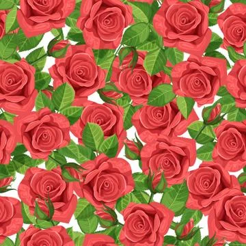 Red rose vector illustration seamless background. Illustrazione stock