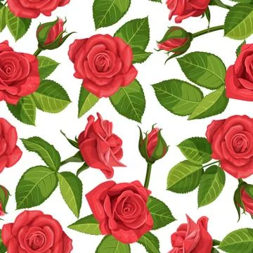Red rose vector illustration seamless background. Illustrazione stock