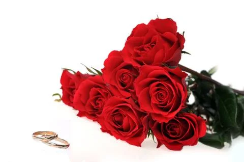 Red roses and ring Stock Photos