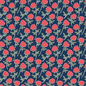 Red roses chintz seamless pattern vector flora background Stock Illustration