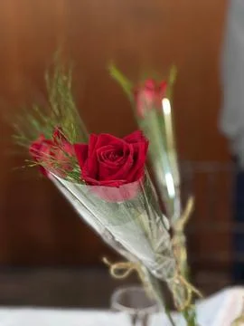 Red Roses with Elegant Packaging Stock Photos
