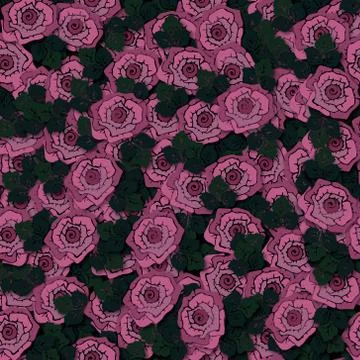 Red roses filled seamless repeating pattern Stock Illustration