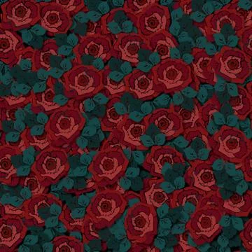 Red roses filled seamless repeating pattern Stock Illustration