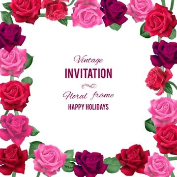Red roses frame Stock Illustration