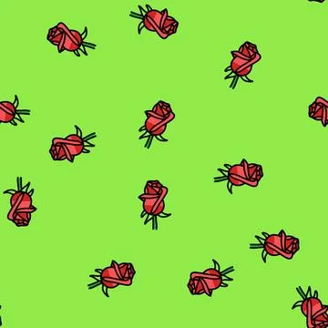 Red roses love vector seamless pattern Stock Illustration