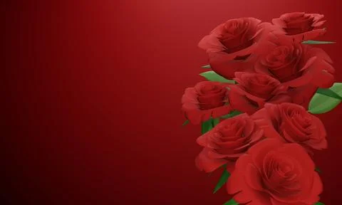 Red Roses on red background and wallpaper copy space use for valentine's da.. Stock Illustration