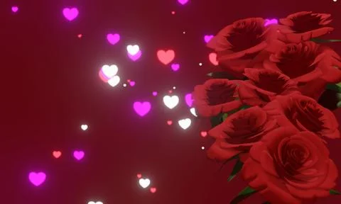 Red Roses on red background and wallpaper copy space use for valentine's da.. Stock Illustration