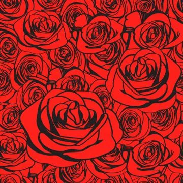 Red roses seamless pattern. Abstract flowers vintage background texture. Vect Stock Illustration