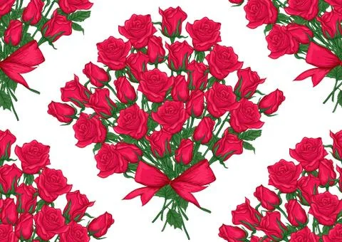 Red roses seamless pattern, background. Stock Illustration