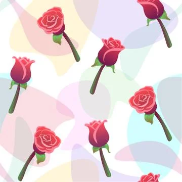 Red roses seamless pattern with color drops white background. Love, romantic Stock Illustration