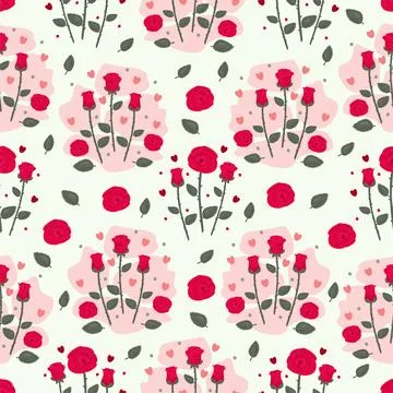 Red roses, seamless pattern Stock Illustration
