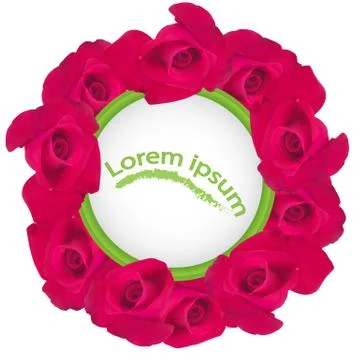 Red roses in the shape of a circle pattern for a greeting card Stock Illustration