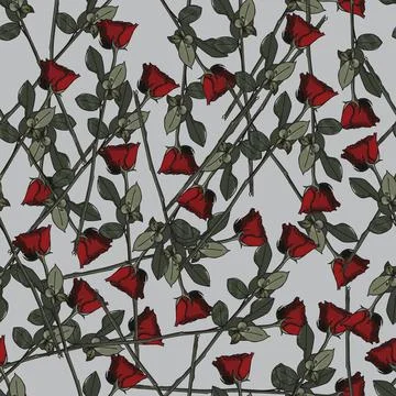 Red roses spreaded seamless pattern Stock Illustration
