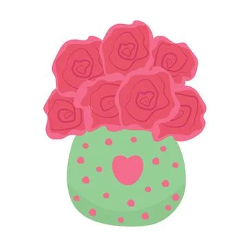 Red roses in a vase Stock Illustration