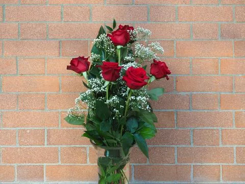 Red roses vase Stock Photos