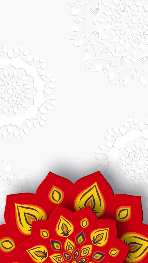 Red Rotating Indian Rangoli with copy space. Stock Footage 310433168