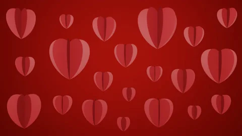 Red Rotating Paper Hearts Loop. Ideal for Valentine's Day Stock Footage 229462240