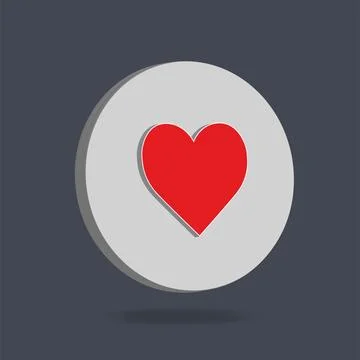 Red round 3d heart button -3d vector Illustration Stock-Illustration