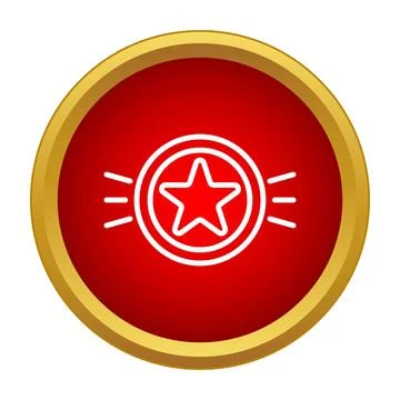 Red round badge logo with white star and lines Stock Illustration